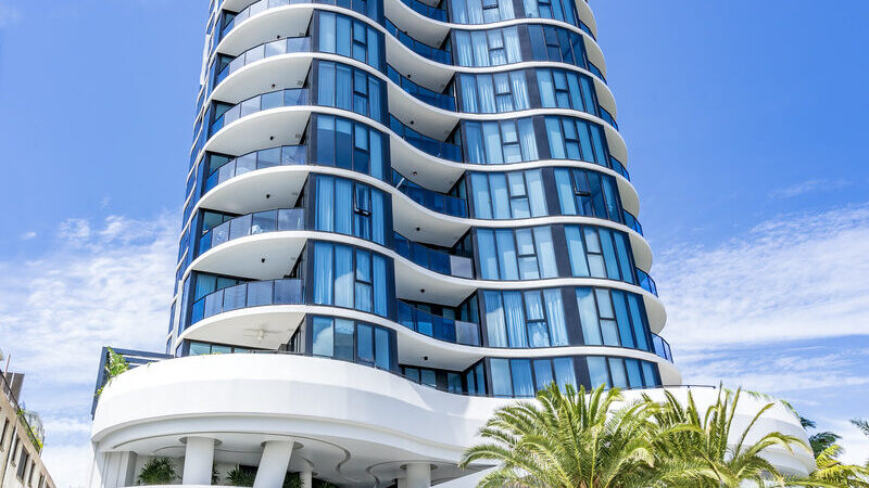 building base image looking up to sky at Gallery Residences Broadbeach